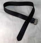 2" Utility Belt Full Grain Leather Nickel Plated Double Prong Roller Buckle