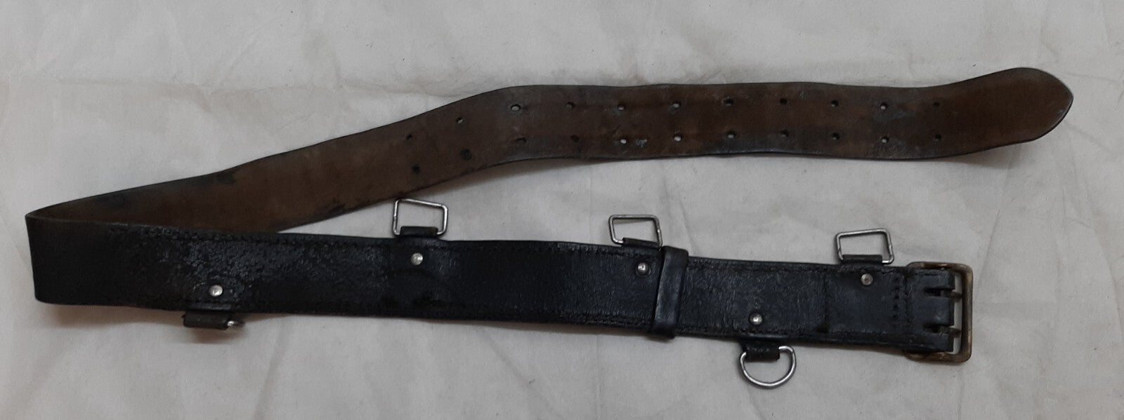 Vintage Belt Double Prong Buckle With Sam Browne Fittings Size 27-38"