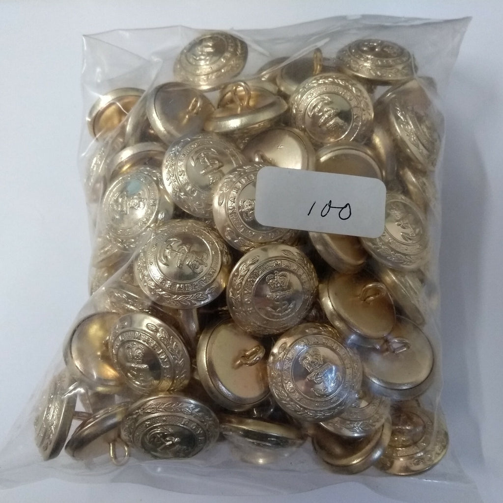 Genuine British Royal Marines RM Insignia No1 Dress Buttons Size 38L x 100 - NEW