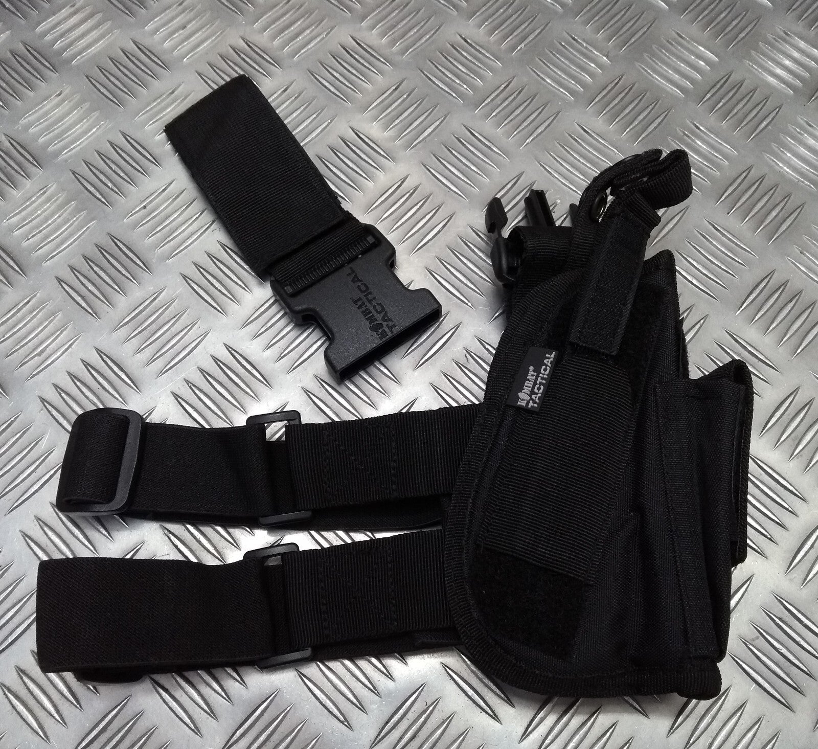 Drop Leg Holster Stealth Black Airsoft Universal Size Cordura Construction NEW