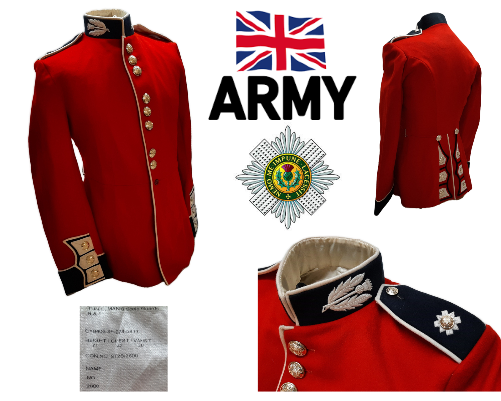 British Army Scots Tunic Royal FG Red Jacket Size 42"