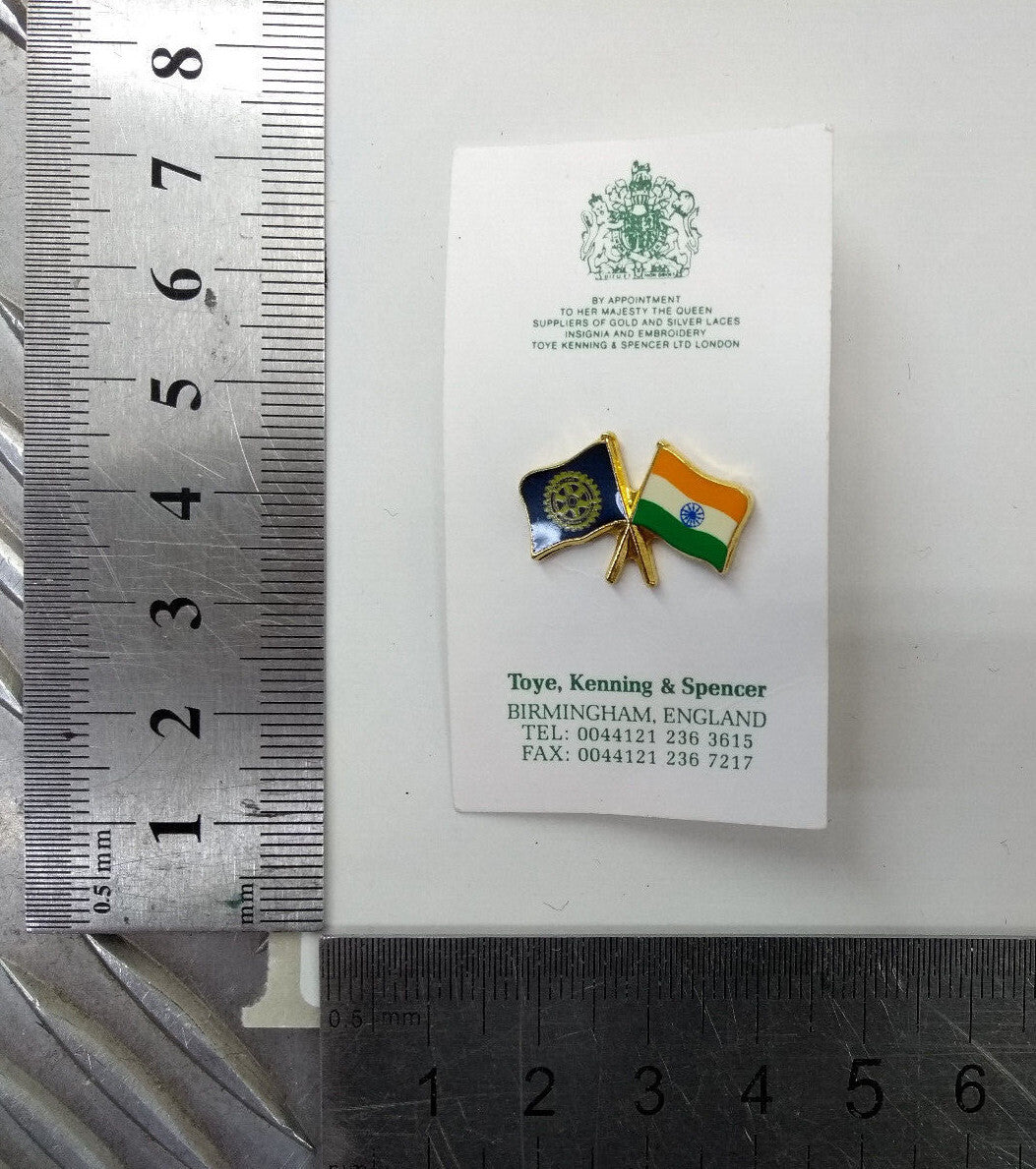 Rotary International Club Twin Flags Metal Lapel Pin Badges Set of 8 - NEW