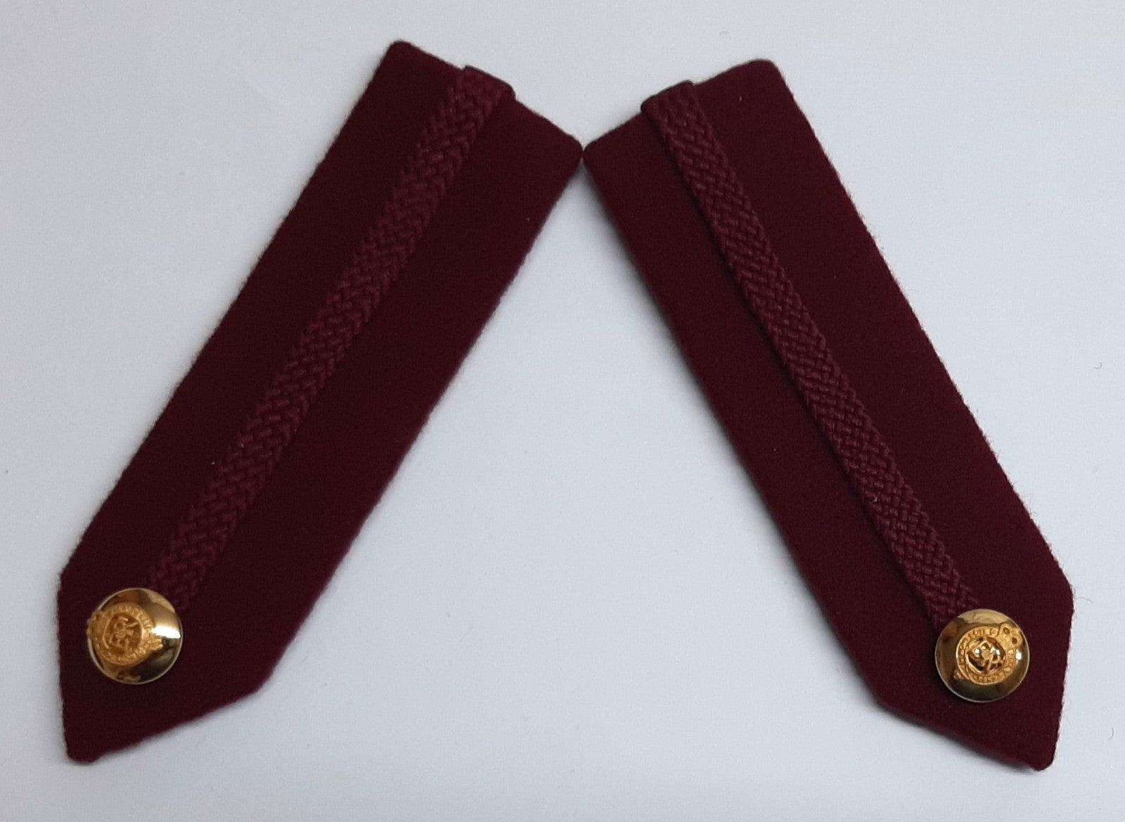 Maroon Officer's Gorgets British Made Army Pattern with Twill Cord and Buttons