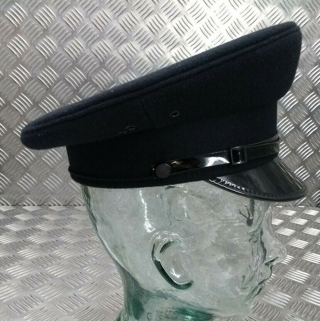 British Made Officers Captains Style Peaked Visor Black Cap Size 53cm - NEW