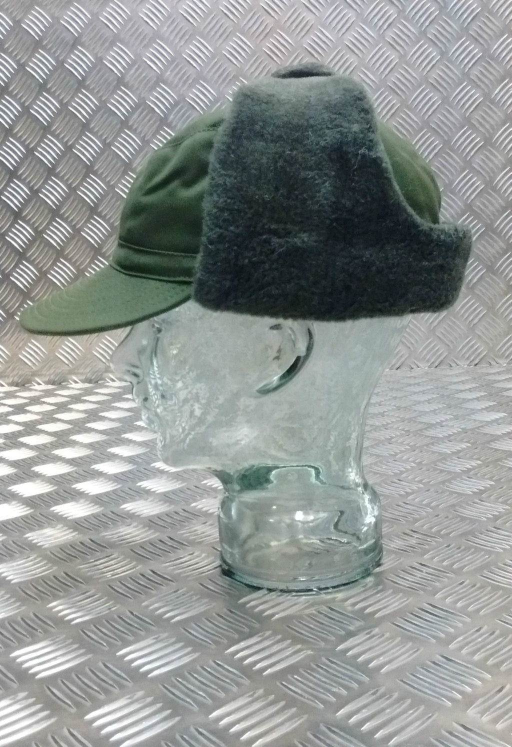 Genuine Swedish Army Green Cold Weather / Dog / Trapper Hat 58cm - NEW
