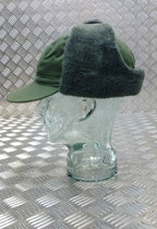 Genuine Swedish Army Green Cold Weather / Dog / Trapper Hat 58cm - NEW