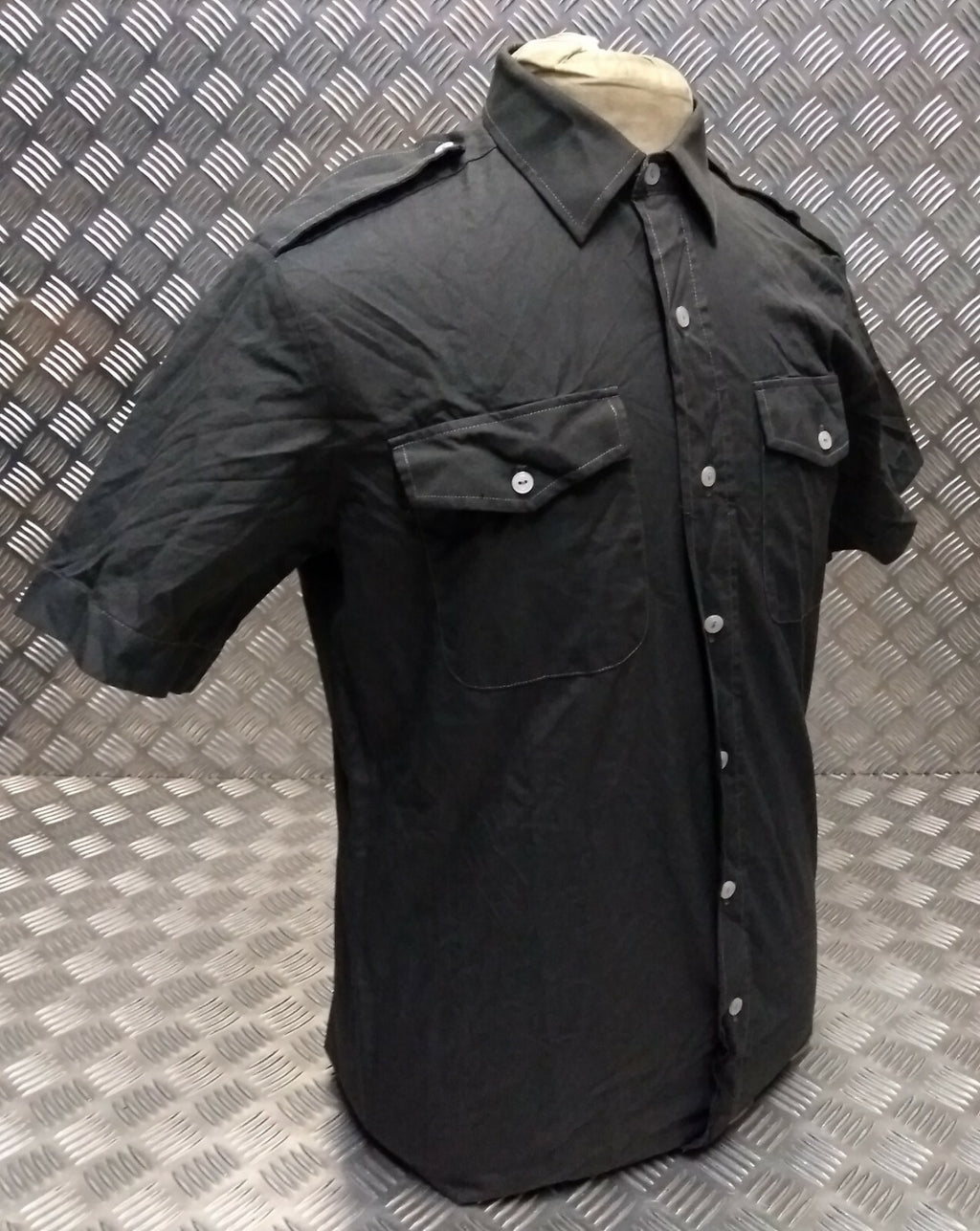 Army Style Shirt Short Sleeve British Overdyed Black All Sizes