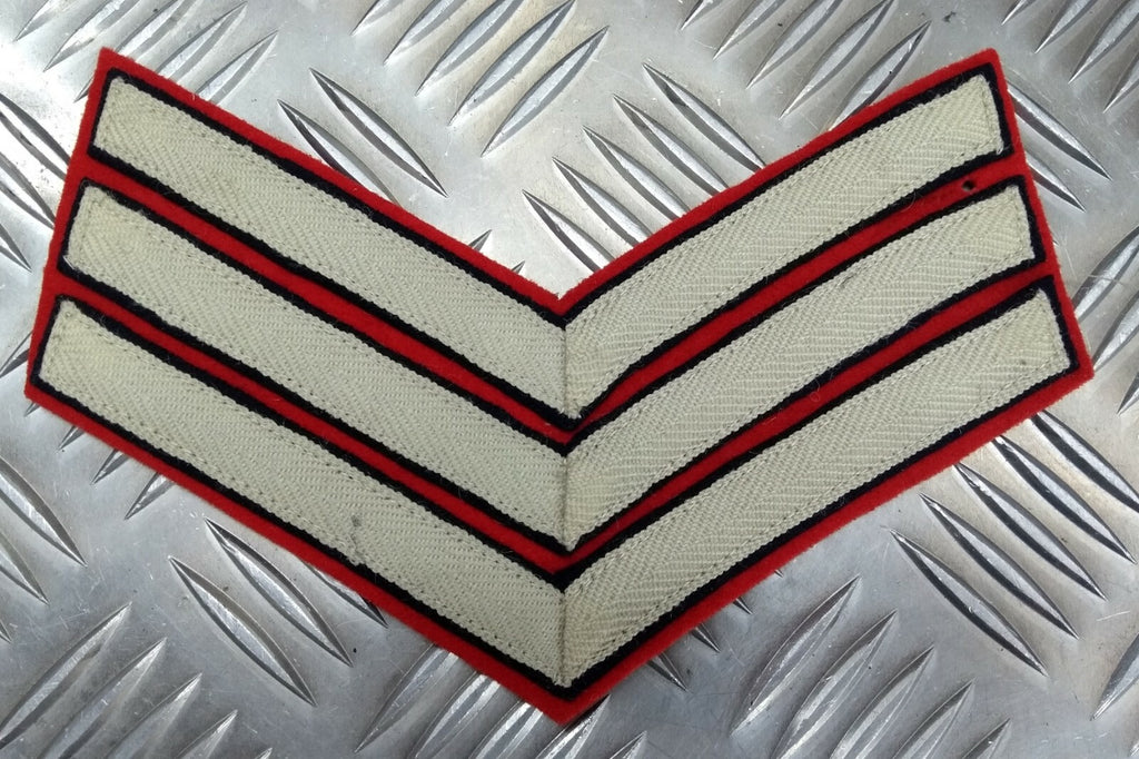 Genuine Vintage British Issue White Chevrons on Red Felt Rank Chevrons
