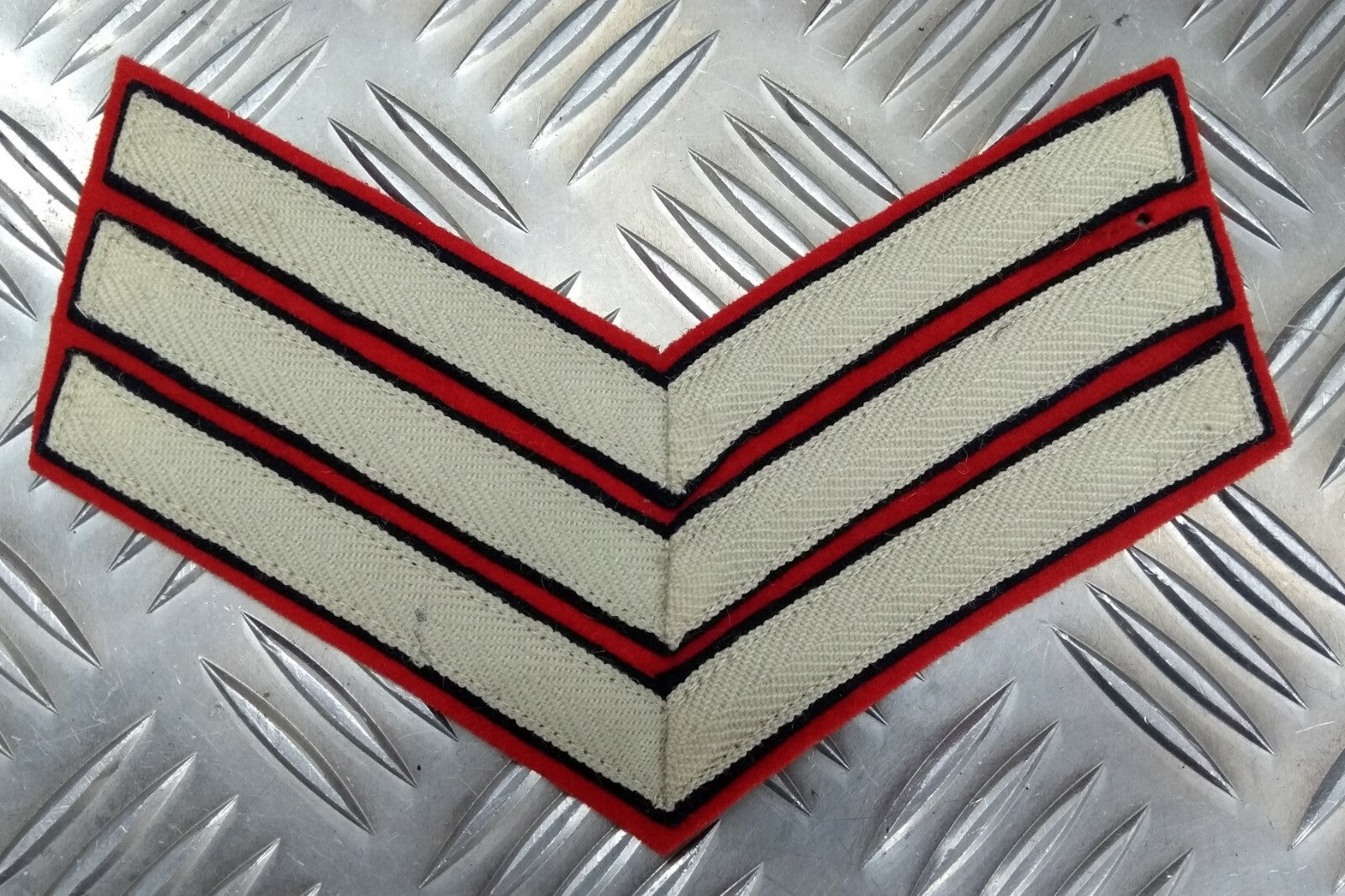 Genuine Vintage British Issue White Chevrons on Red Felt Rank Chevrons