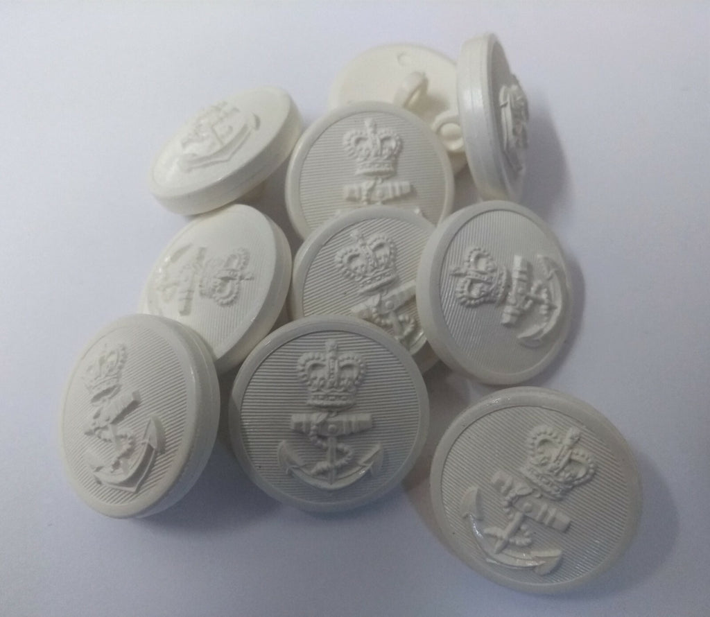 Genuine British Royal Navy RN White Nylon Issue Dress Buttons 36L X 10 NEW