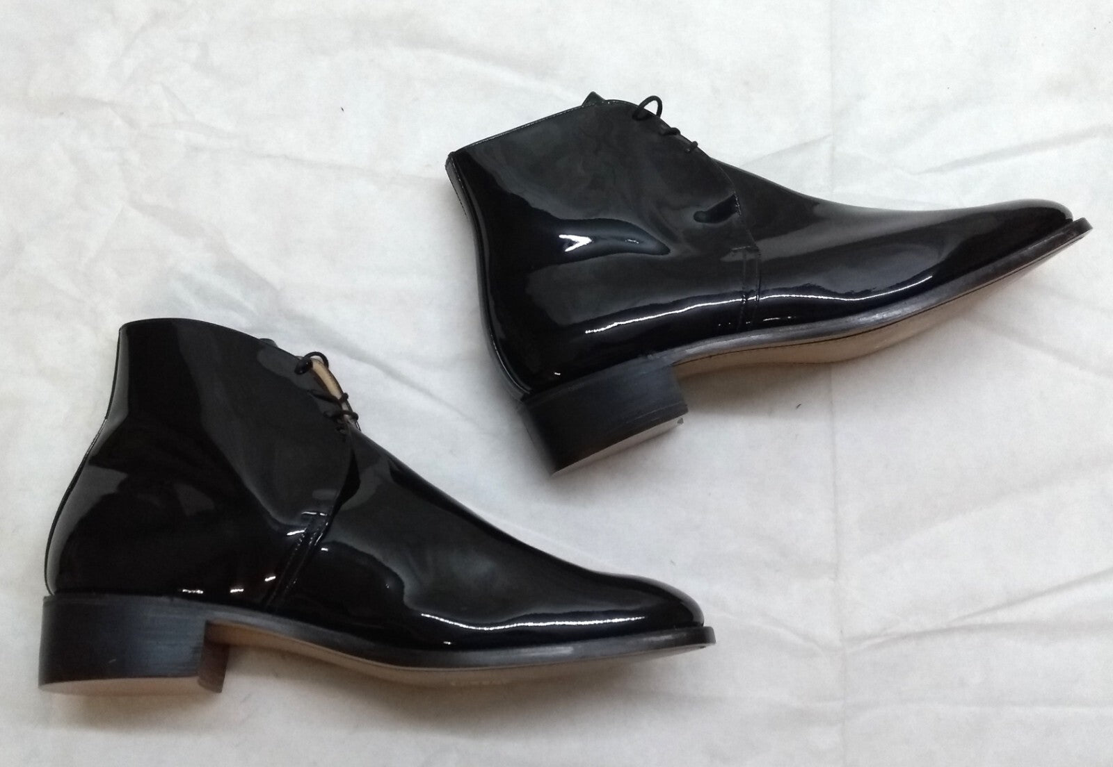 Sanders George Boots Officers Black Patent With Spur Box Housing UK 13