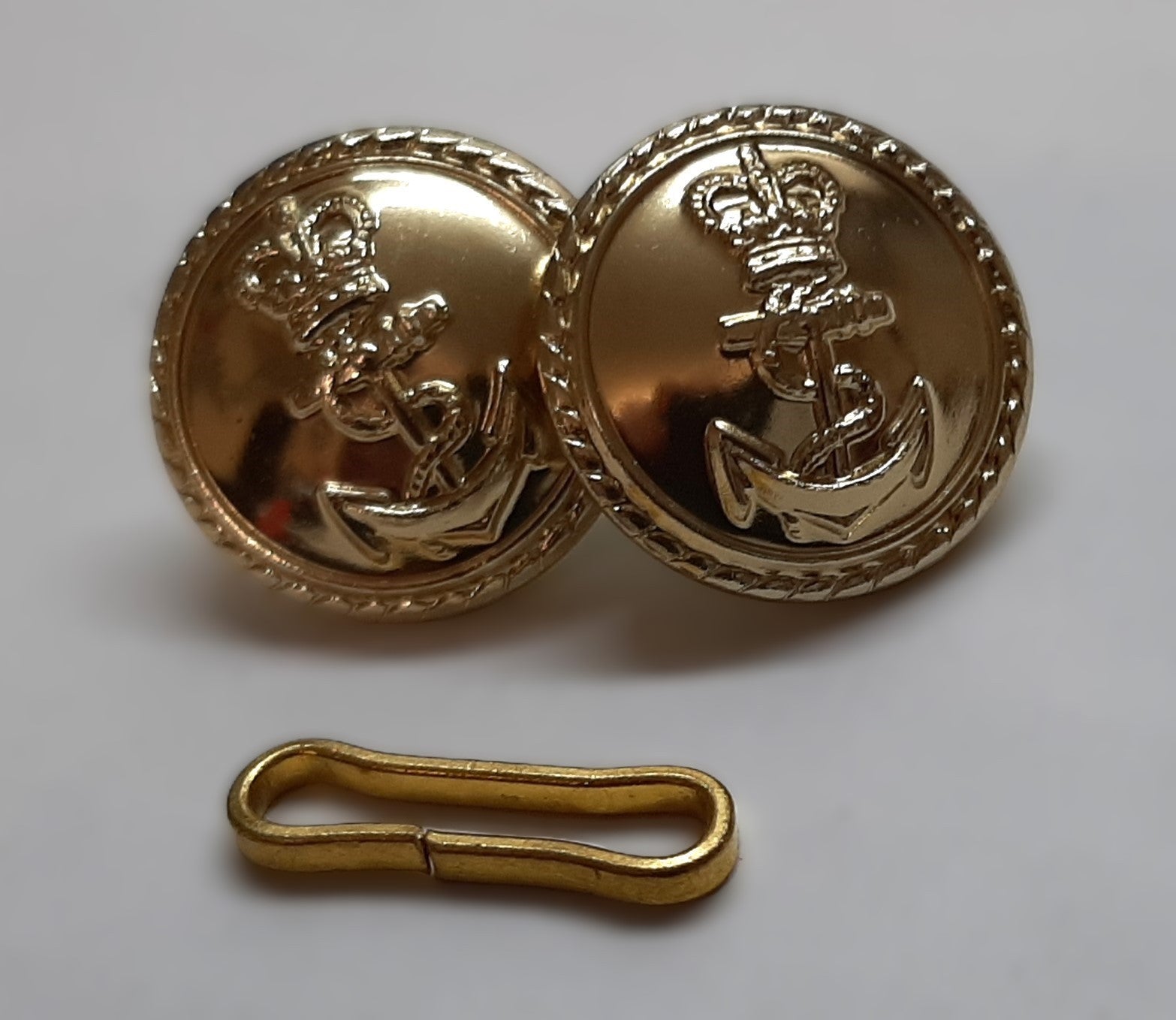 RN Closure Buttons British Royal Navy Queens Crown Insignia With Clasp - NEW