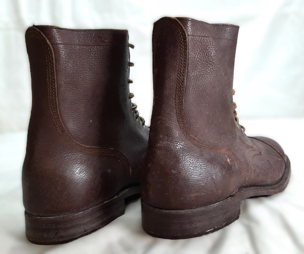 Vintage Army Boots Brown Leather WW2 Pattern Dated 1945 Heel & Toe Plates EU 47