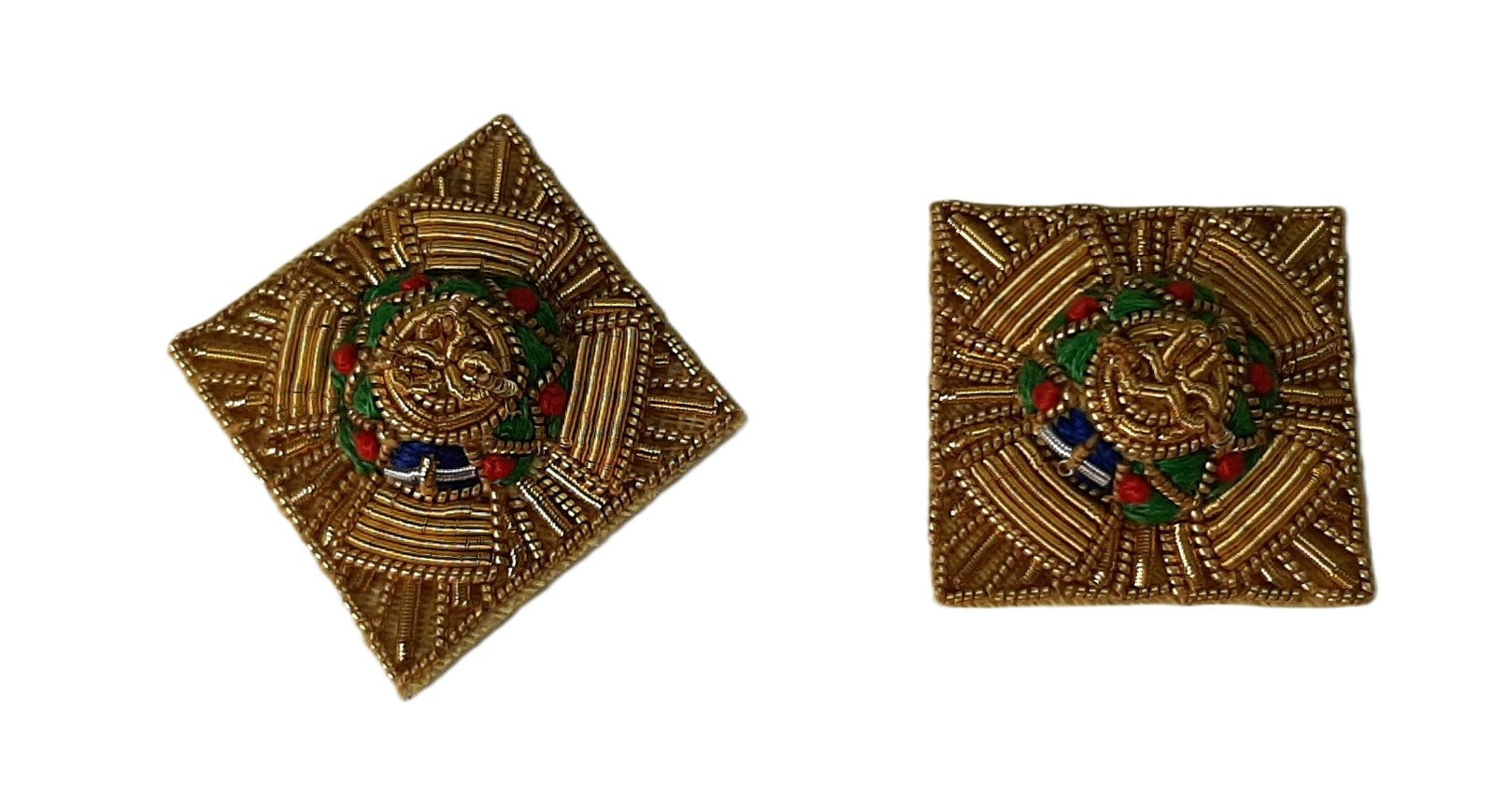 Officer Rank Stars British Army 7/8" (Gold) Hand Embroidered H/E Insignia 1 Pair