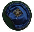 Green Beret Army Allarms UK Pattern Wool / Silky Lining & Leather Trim 59cm