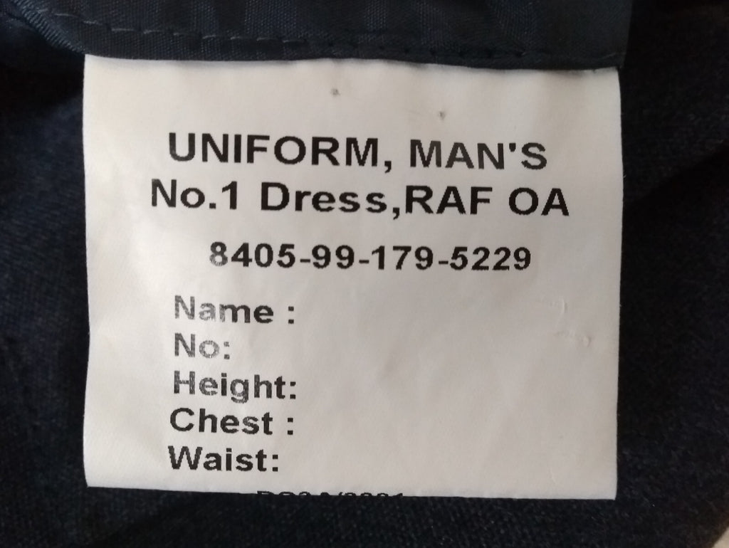 RAF Royal Air Force Jacket Airforce Blue Grey With Badges Size 120cm Long Fit