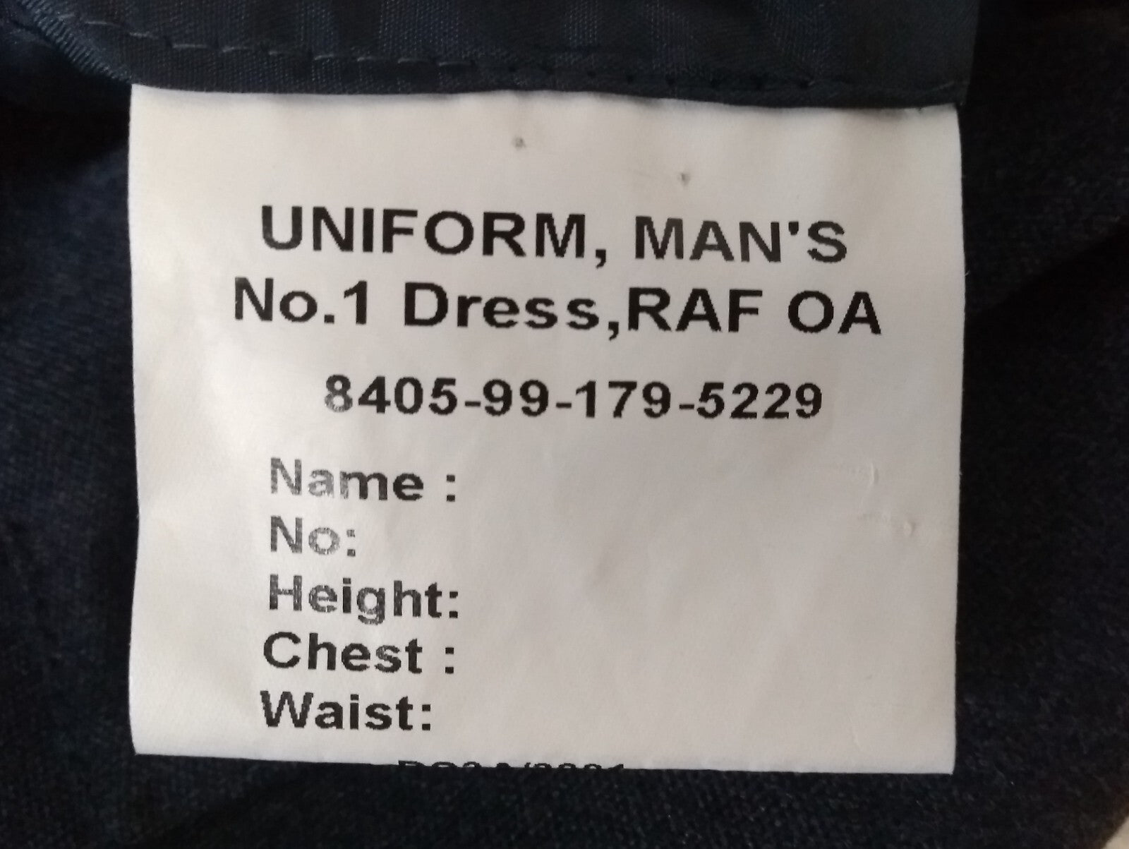 RAF Royal Air Force Jacket Airforce Blue Grey With Badges Size 120cm Long Fit