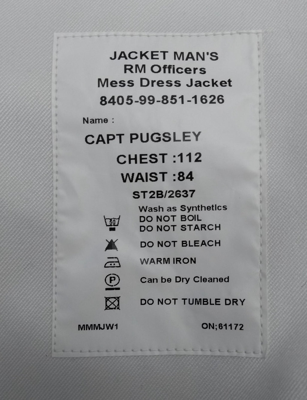 RM Royal Marines Mess Jacket White British Royal Dress Jacket Assorted Sizes