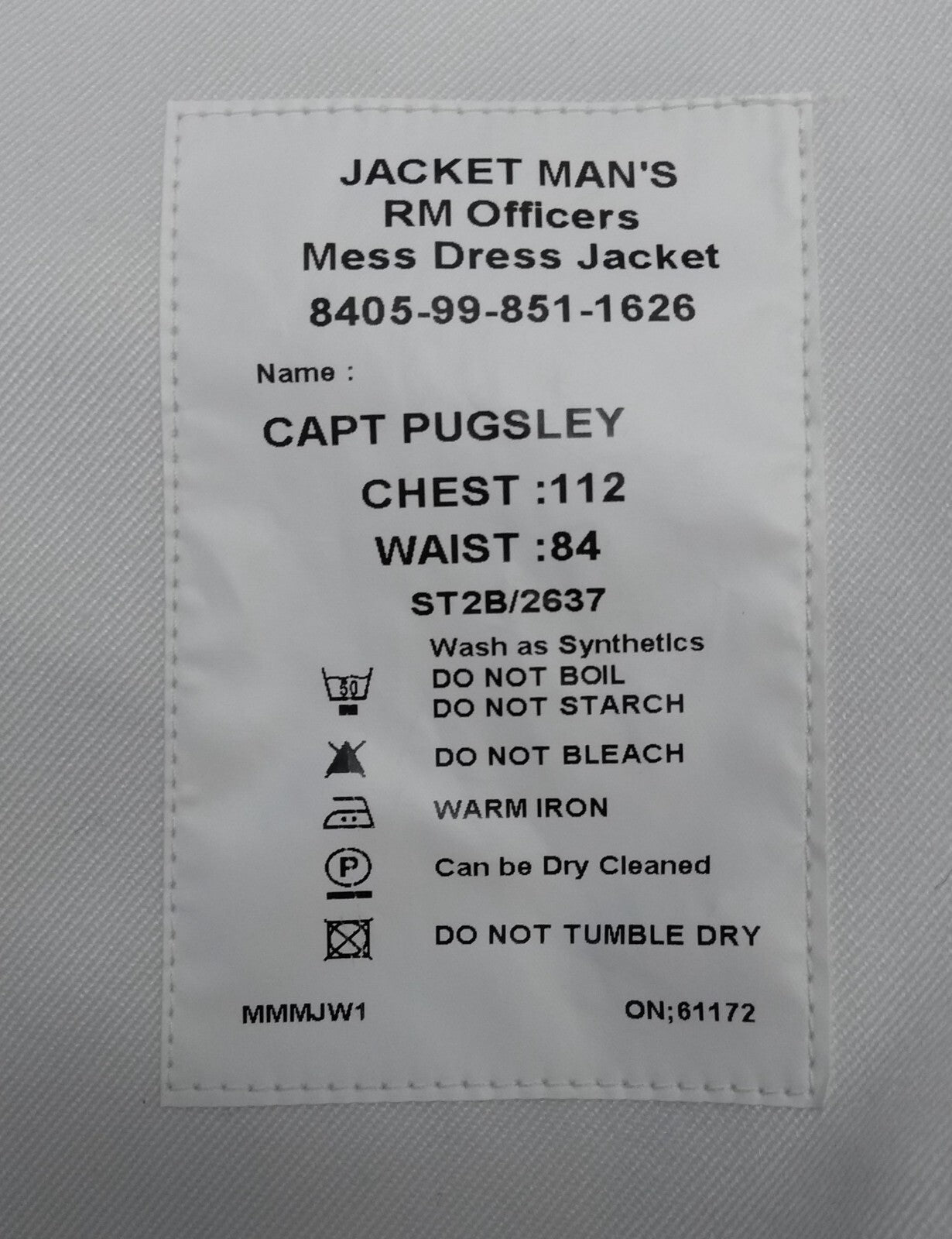 RM Royal Marines Mess Jacket White British Royal Dress Jacket Assorted Sizes