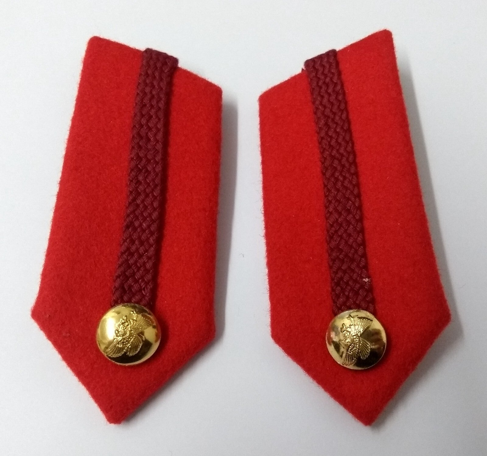 SNR Rank Gorgets Scarlet Red Melton & Maroon Braid Detail For Senior Officers