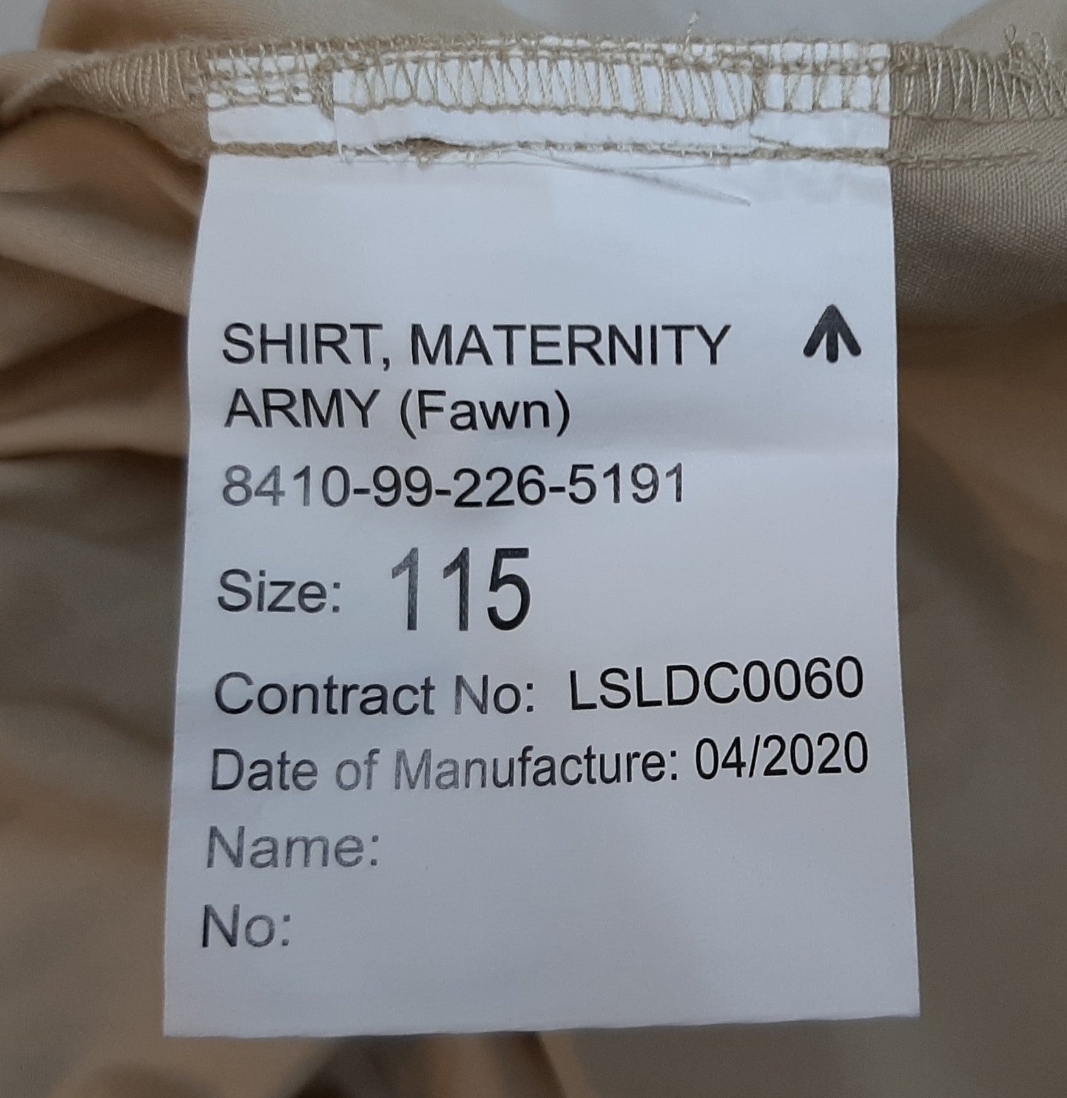 British Army Shirts x2 FAD No2 Fawn Maternity Short Sleeves Size 115cm