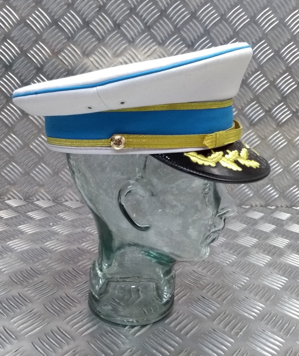 White Hat Senior Officers Issue Dress Visor Cap Hobson of London Full Garnish 57