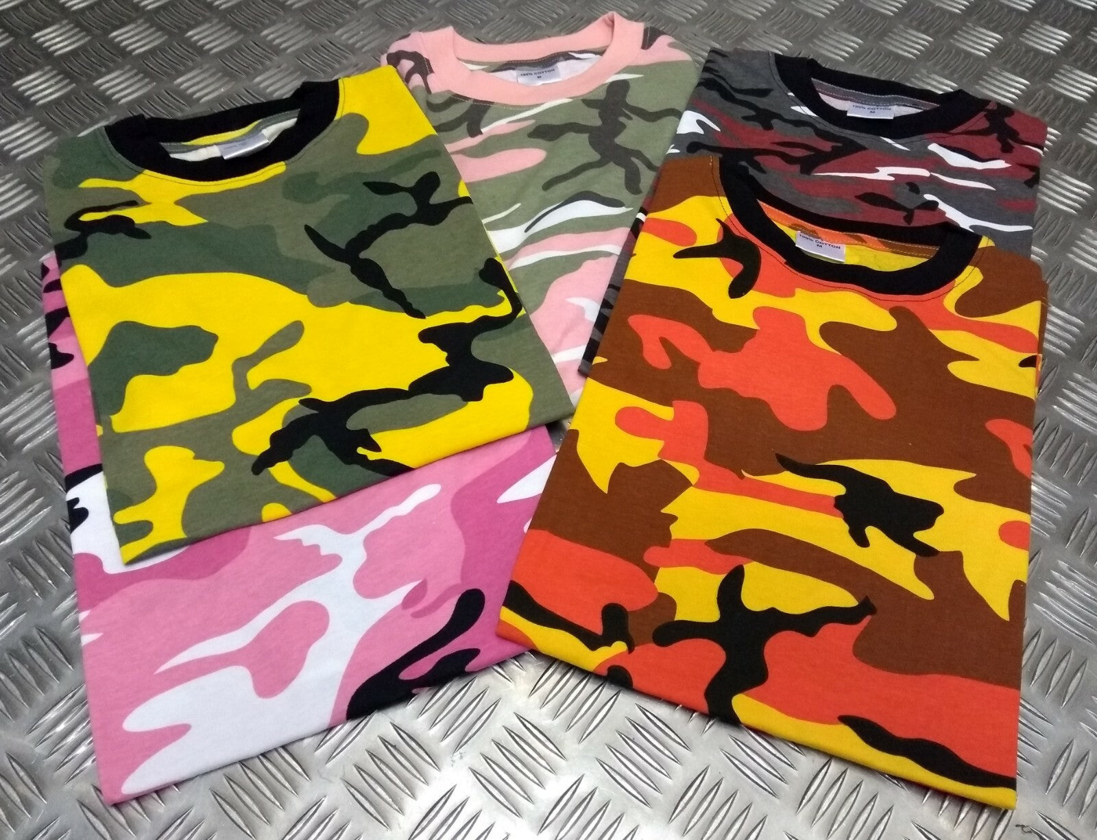 100% Cotton Military Spec T-Shirts Various Bright Summer Camo's - NEW