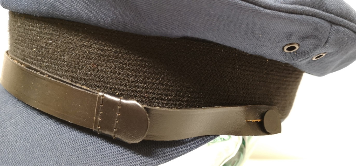 Plain Blue Cloth Peaked Hat with Chinstrap Size 55cm Hobson & Sons London