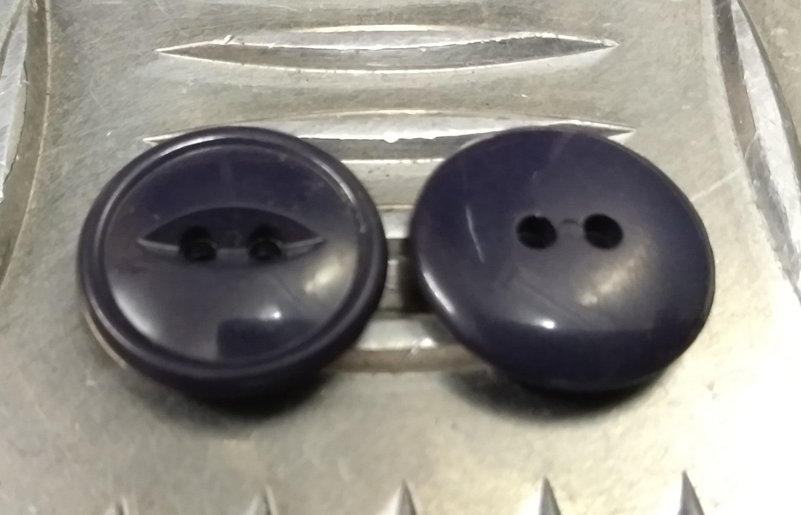 Genuine Vintage Issue 2 Hole Plastic Buttons Blue/Grey X4 18mm