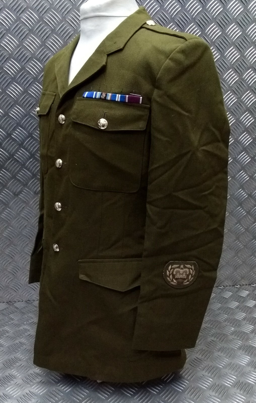 British Army No2 REME Regiment Dress Jacket Fully Buttoned With Insignia Patches
