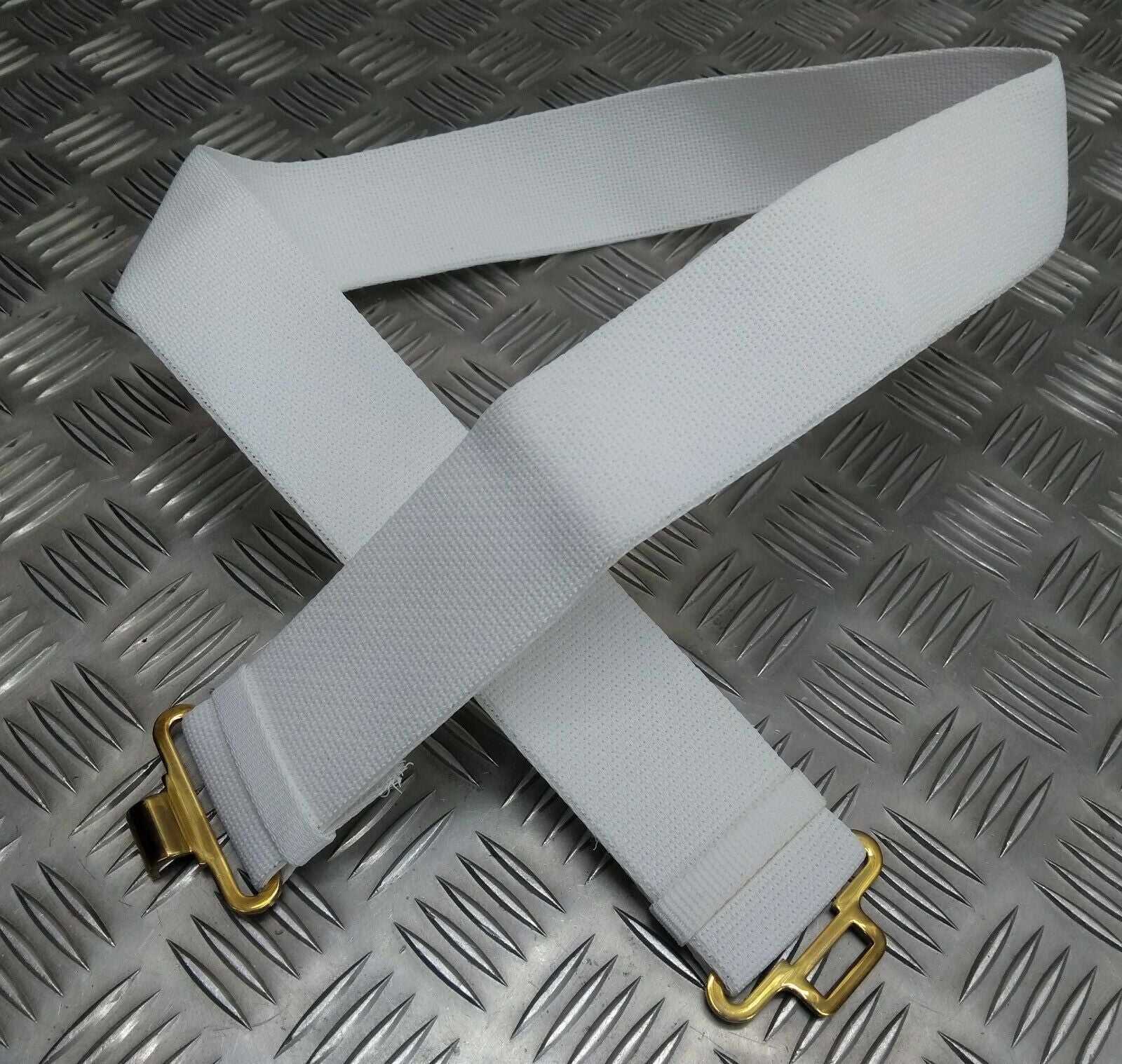 British Army Issue White Courlene Parade Belt with Brass Buckle