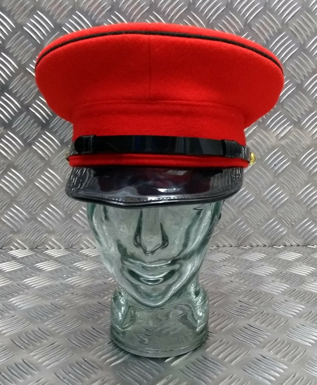 No1 Red Uniform Dress Hat With Plain Buttons & Chinstrap Made in England 55cm