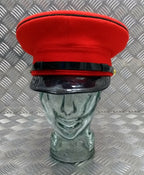 No1 Red Uniform Dress Hat With Plain Buttons & Chinstrap Made in England 55cm