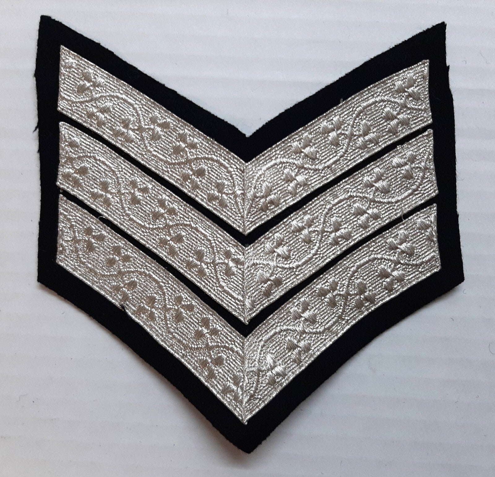 Mess Kit Chevrons Sergeant 3 Silver Bar Black Backed British Army Pattern SGT