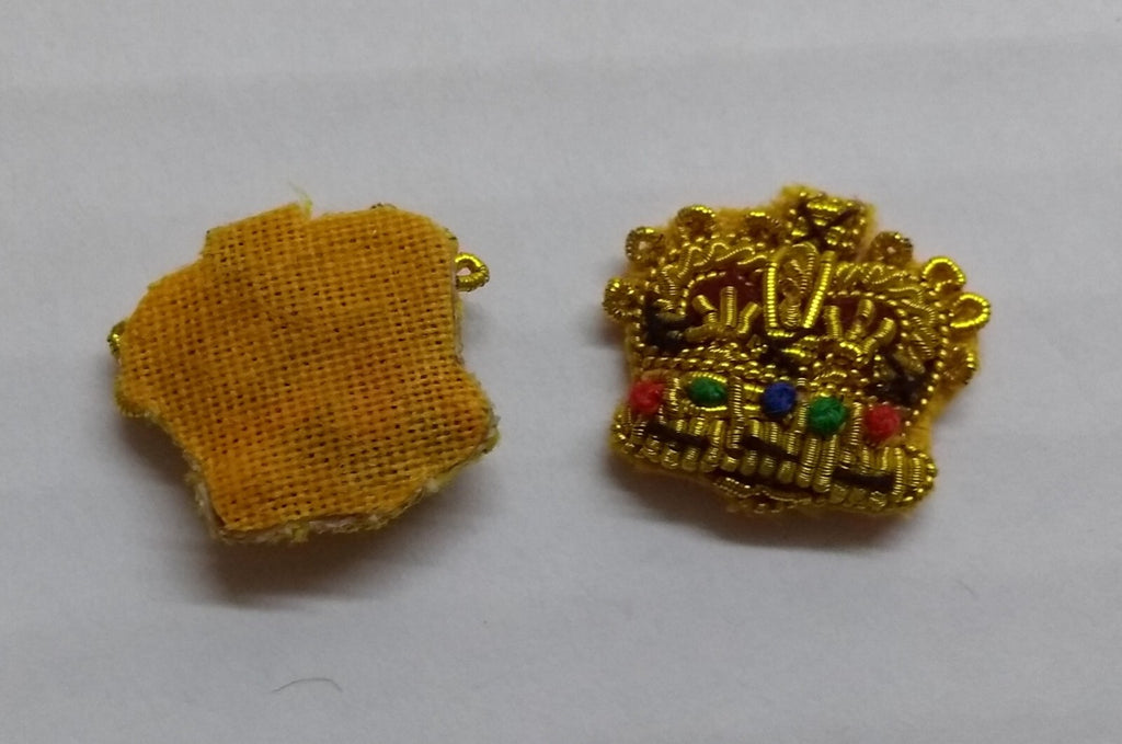Army Crowns Gold With Crimson Padding Hand Embroidered H/E Insignia 1/2" 1 Pair