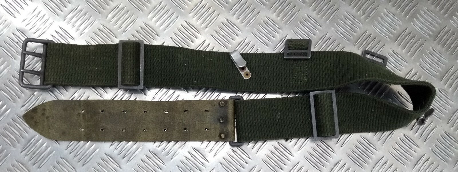 WWII Type Webbing M39 M40 Belt Leather Canvas Genuine Vintage HKG1