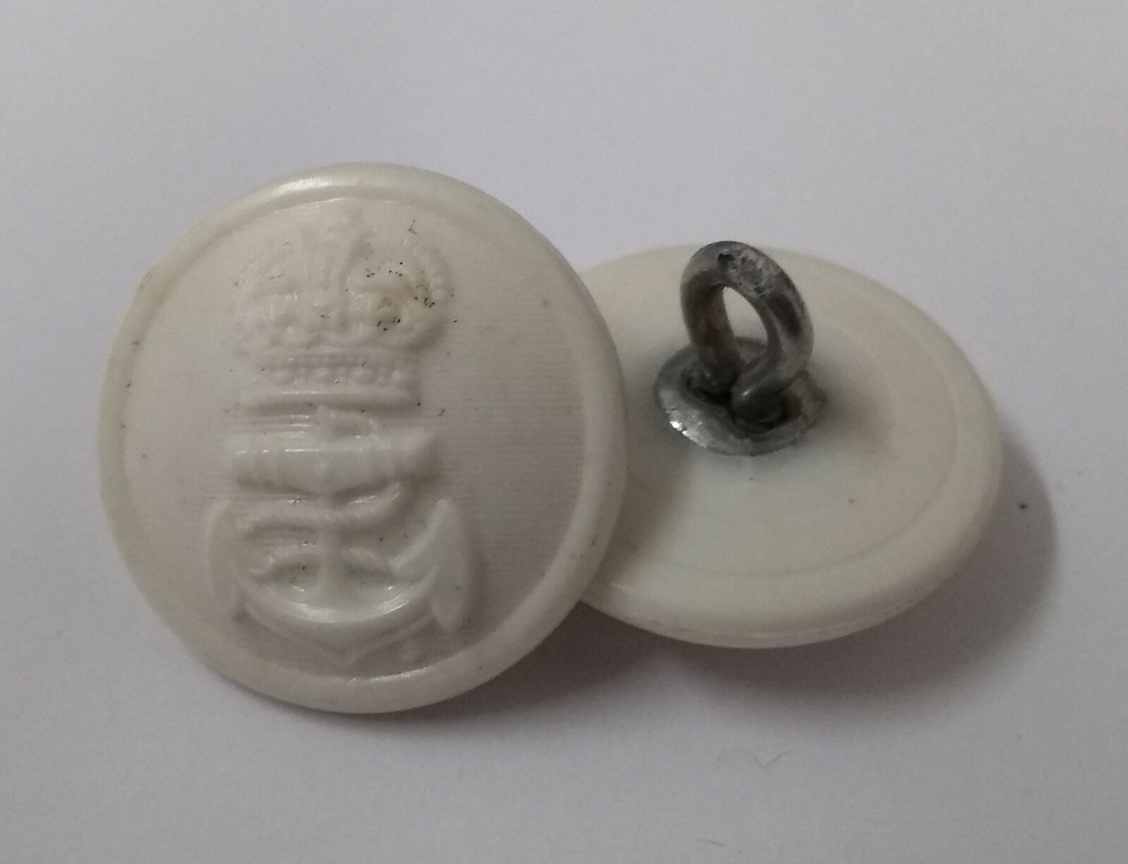 Genuine Vintage British Royal Navy RN White Kings Crown Naval Dress Buttons