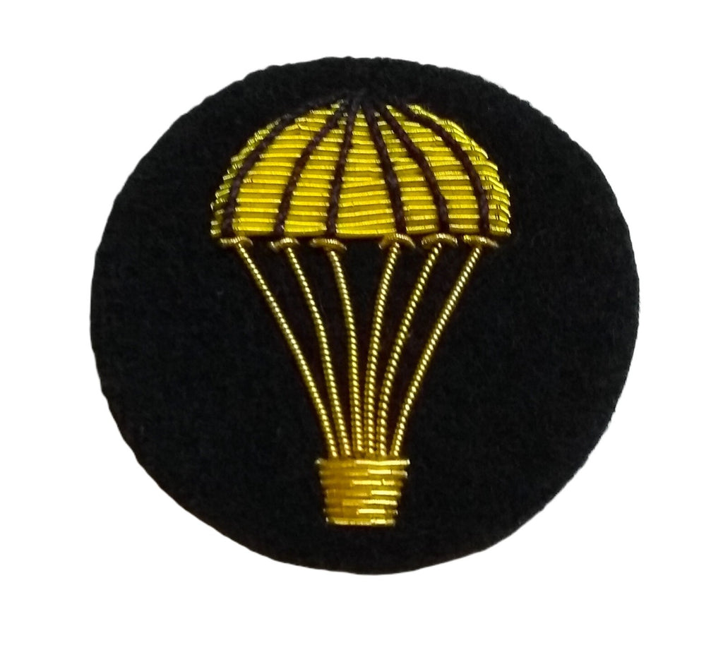 Mess Kit Badge Parachute Black Felt British Army Hand Embroidered Arm Patch