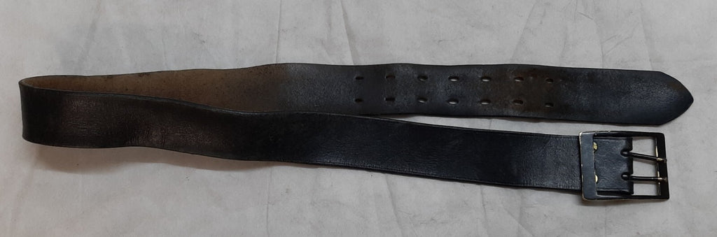 Vintage Leather Belt Solid Brass Double Prong Painted Buckle 1 3/4 Wide Size 38"