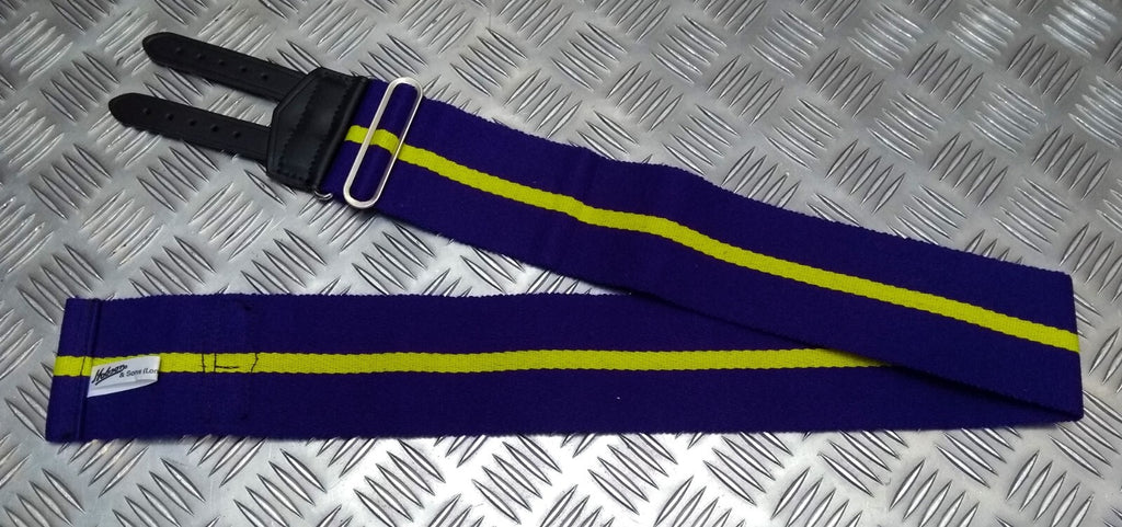 Stable Belt Issue Purple with Yellow Stripe Double Leather Strap 36"