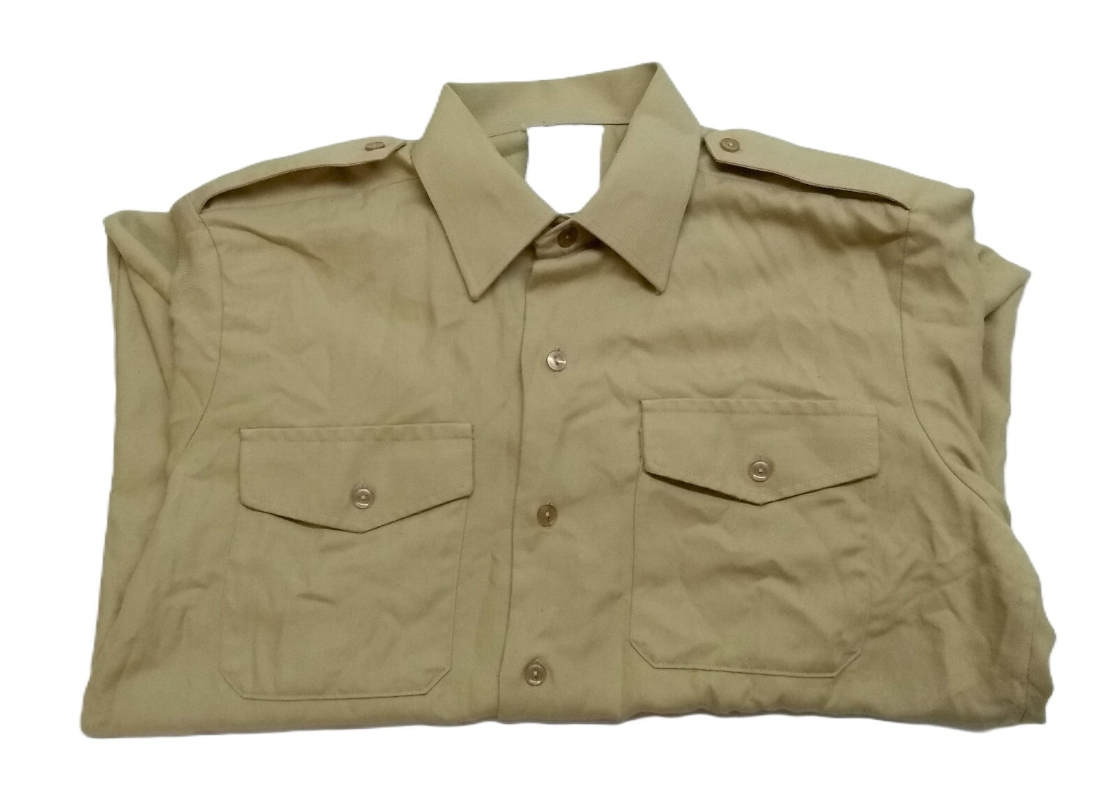 Vintage Combat Shirt Army Style Fawn / Khaki Dress Short Sleeves Size 15.5