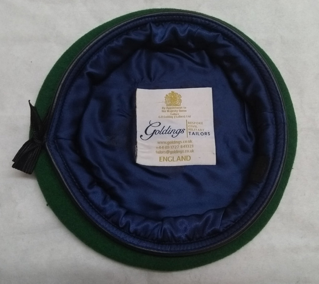 Green Beret Army Goldings UK Pattern Wool / Silky Lining & Leather Trim 61cm.