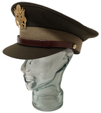 United States Army Officer's Peaked Cap Green with Beige Hatband & Hat Badge