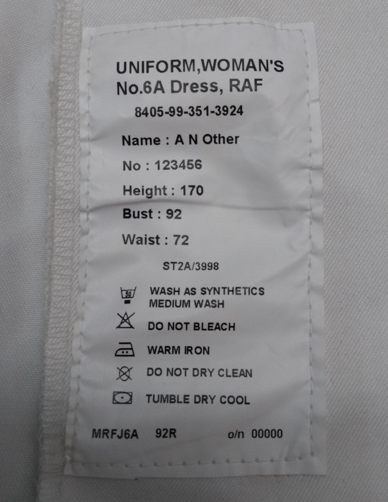 WRAF / RAF No.6A Royal Air Force Jacket Womans Size 170/92/72cm