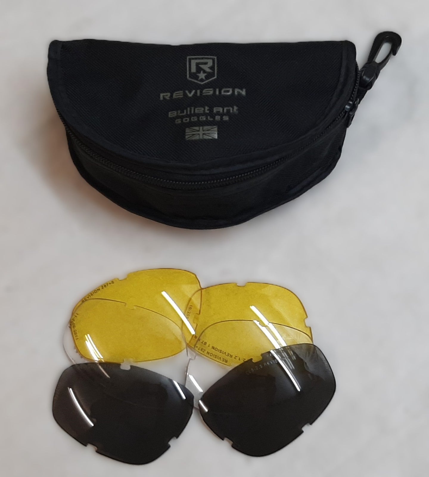 Revision Bullet Ant Replacement Interchangeable Lenses & Soft Case British Army