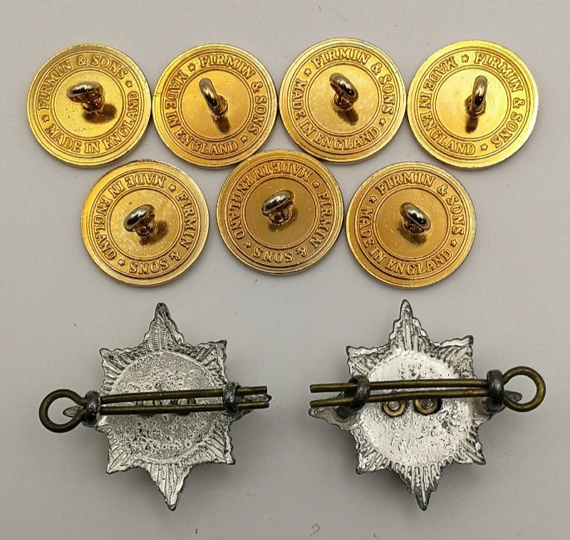 Royal Dragoon Guards RDG Flat British Army No1 Jacket Buttons Set of 7 and Collar Dogs