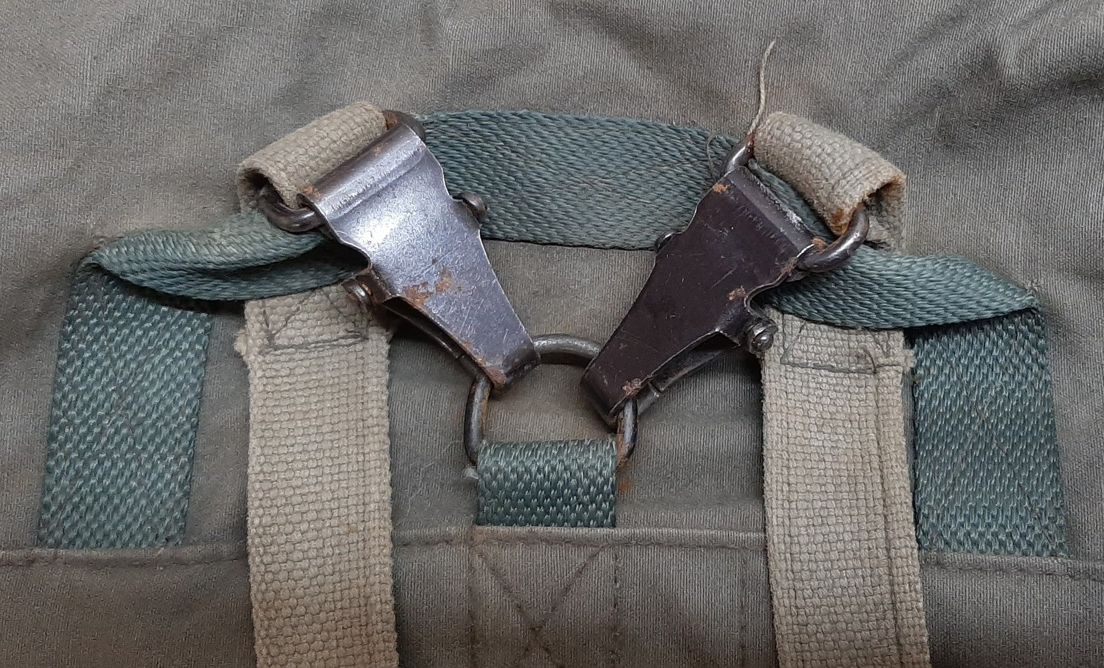 Vintage Army Backpack Cotton Canvas Small Back Pack Field Bag Grey/Green