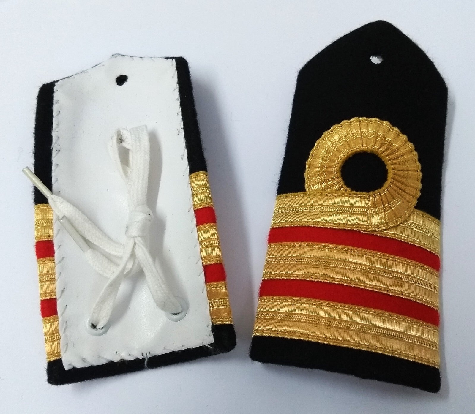 RN Shoulder Boards Genuine Royal Navy Commander Rank White Leather Backed