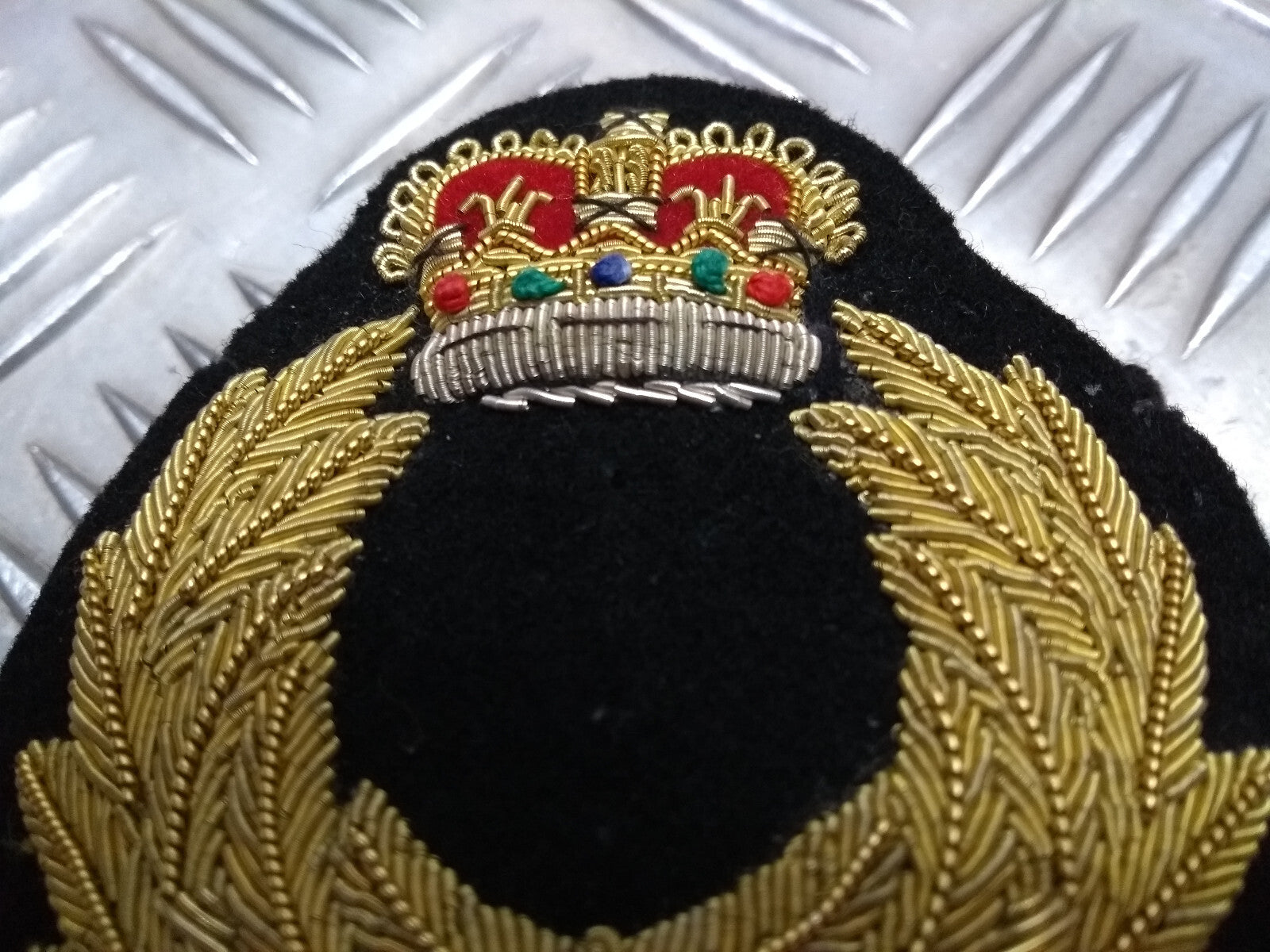 Dress Hat Badge Patch & Band Queen's Crown & Laurel Wreath Braided Insignia