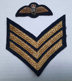 RAF Royal Air Force Embroidered Patches Air Force 3 Chevrons and Q/C Full Brevet